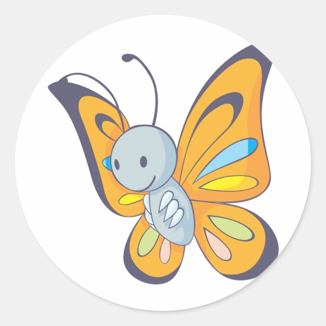 Sticker Rond Bébé mignon Papillon Cartoon (Devant)