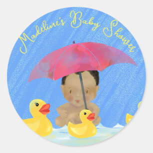 Sticker Rond Bébé mignon Pluie Caoutchouc Baby shower parapluie