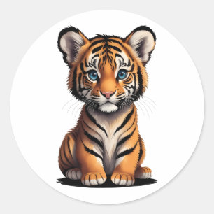 Sticker Rond Bébé mignon tigre