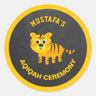 Sticker Rond Bébé mignon Tigre Aqiqah