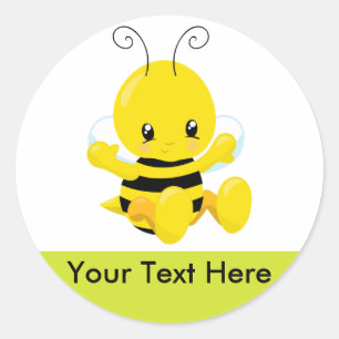 Sticker Rond Bébé mignonne Bumble Bee
