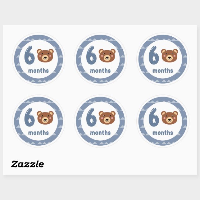 Sticker Rond Bébé mignonne Porteur mensuel Jalon mensuel (Feuille)