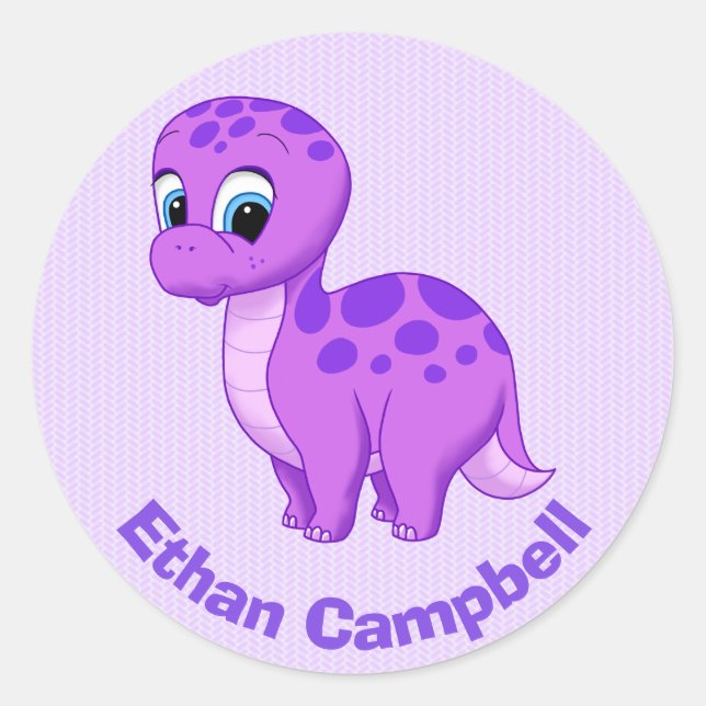 Sticker Rond Bébé mou Brontosaurus Dinosaur (Devant)