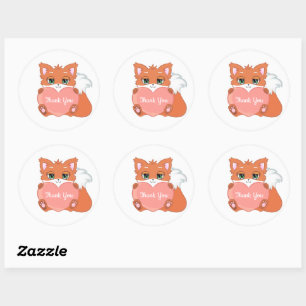 Sticker Rond Bébé mou Fox avec Merci de coeur Classic Round S