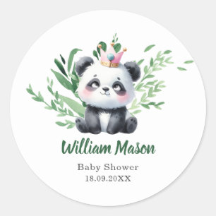 Sticker Rond Bébé panda mignon aquarelle verdure