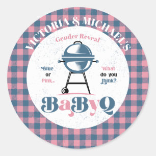 Sticker Rond Bébé Q Barbecue Genre Révéler Douche