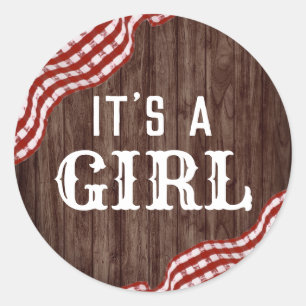 Sticker Rond Bébé-Q Jardin BBQ Genre Reveal C'est une fille