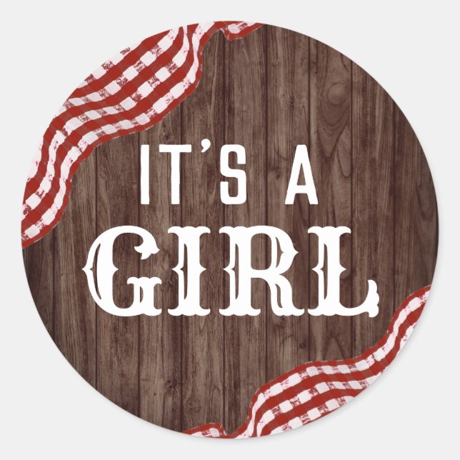 Sticker Rond Bébé-Q Jardin BBQ Genre Reveal C'est une fille (Devant)