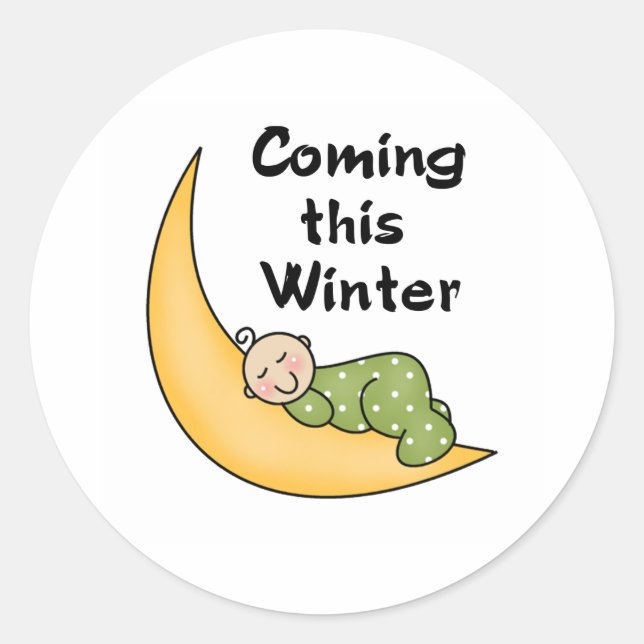 Sticker Rond Bébé qui vient cet hiver (Devant)