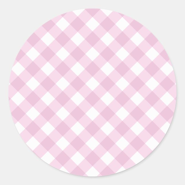 Sticker Rond Bébé rose et blanc En vichy Motif (Devant)