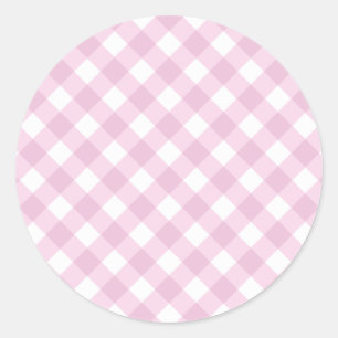 Sticker Rond Bébé rose et blanc En vichy Motif