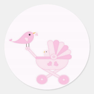 Sticker Rond Bébé rose fille