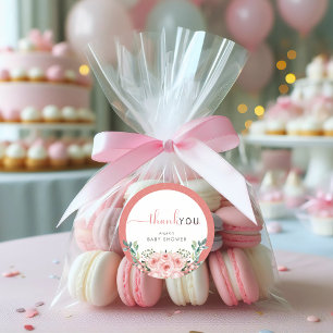 Sticker Rond Bébé rose pâle dans douche fleurie