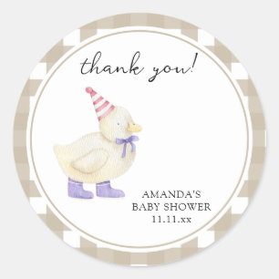 Sticker Rond Bébé Shower Canard Chanceux