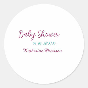Sticker Rond Bébé shower nom date animal oreille mignon bleu ja