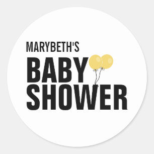 Sticker Rond Bébé Sobre simple Baby shower à ballon jaune