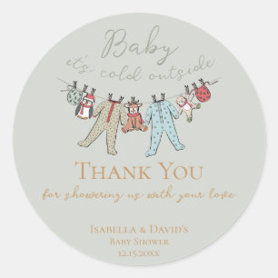 Sticker Rond Bébé son Baby shower froid à l'extérieur de l'hive