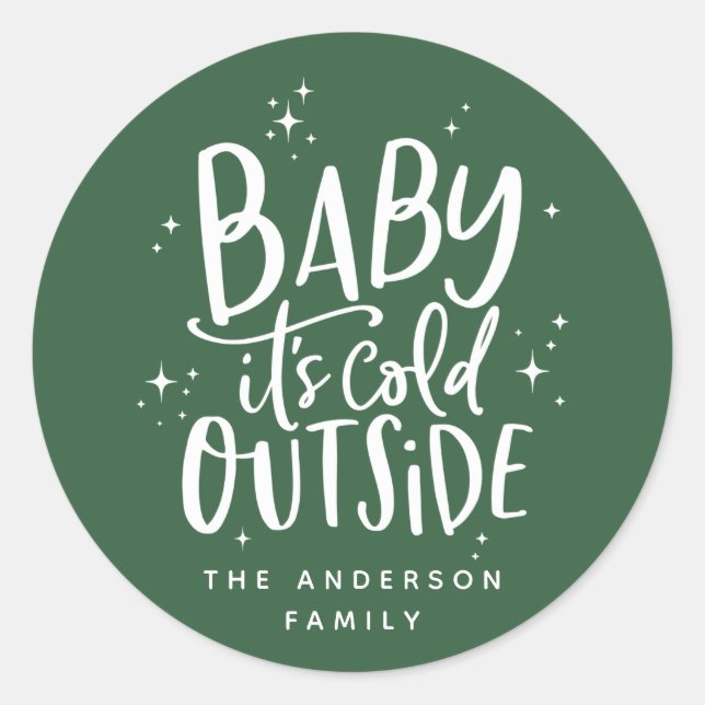 Sticker Rond Bébé son froid en dehors des vacances (Devant)
