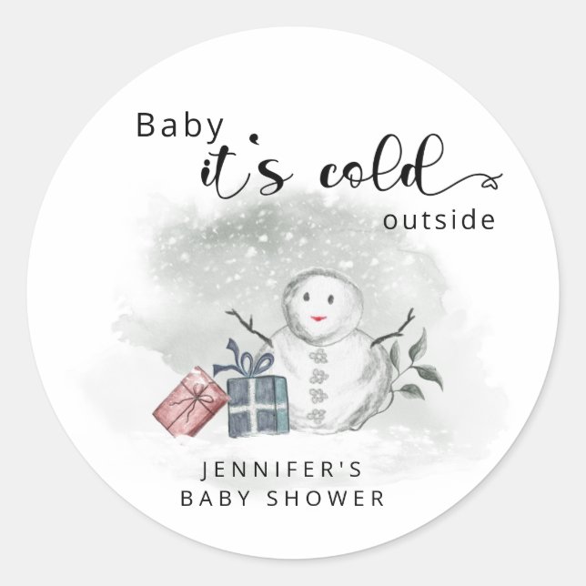 Sticker Rond Bébé son froid en dehors du baby shower (Devant)