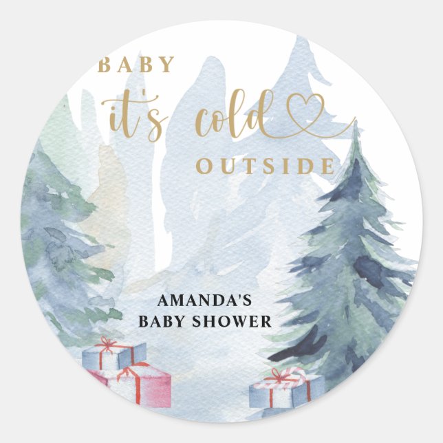 Sticker Rond Bébé son froid en dehors du baby shower (Devant)
