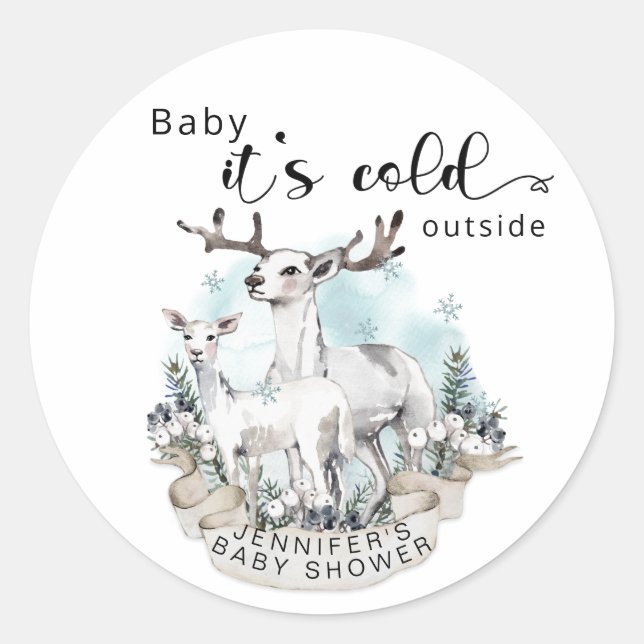 Sticker Rond Bébé son froid en dehors du baby shower (Devant)
