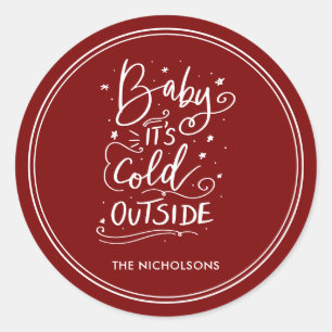 Sticker Rond Bébé son froid extérieur Chalkboard blanc Script r