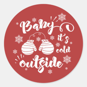 Sticker Rond Bébé son hiver mignon de mitaines d'extérieur