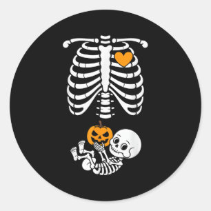 Sticker Rond Bébé squelette de Halloween Cage thoracique Matern