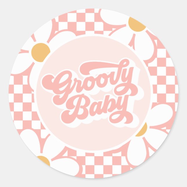 Sticker Rond Bébé super rose Check Daisy (Devant)