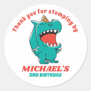 Sticker Rond Bébé T-Rex Dinosaur Anniversaire de enfant Party