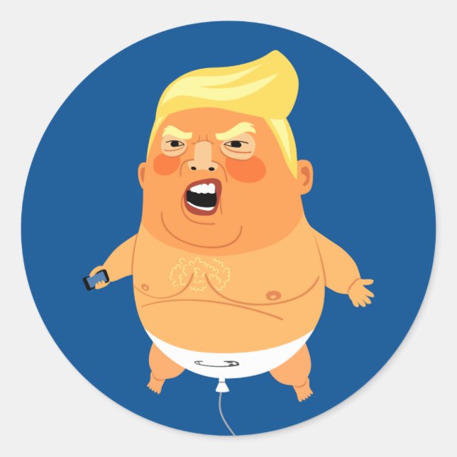 Sticker Rond Bébé Trump Balloon drôle (Devant)