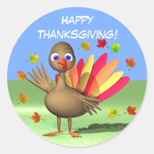 Sticker Rond Bébé Turquie de thanksgiving d'enfants