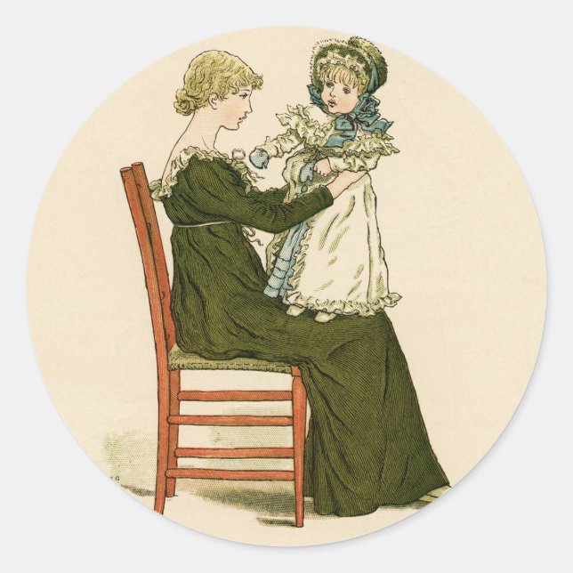Sticker Rond Bébé victorien Mère Greenaway (Devant)