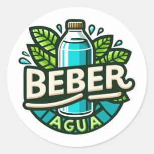 Sticker Rond Beber agua