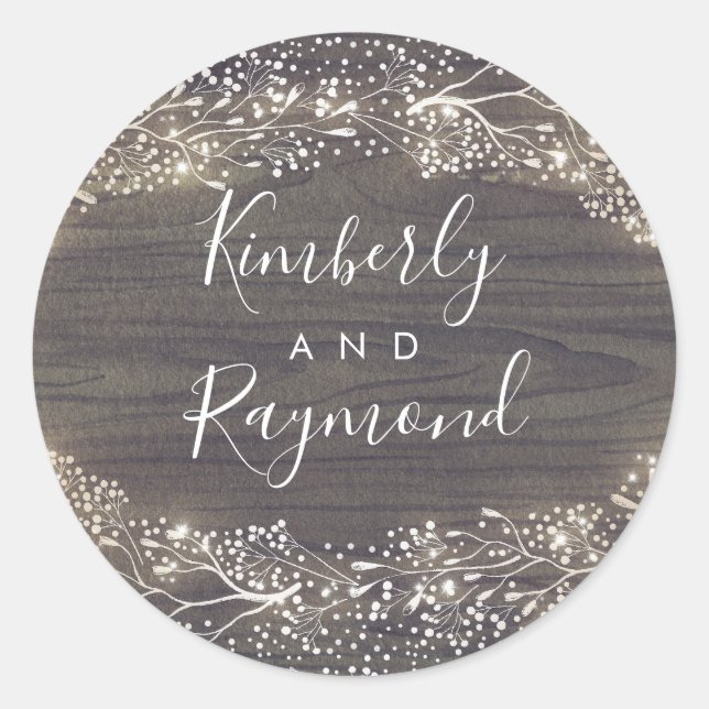 Sticker Rond Bébé's Breath Rustic Country Floral Mariage (Devant)
