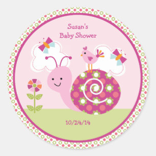 Sticker Rond Bébés de jardin/Stickers de filles d'escargots/Top