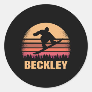 Sticker Rond Beckley West Virginia Snowboard Vintage extérieur