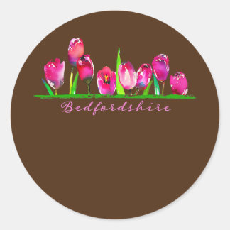 Sticker Rond Bedfordshire UK Watercolor Tulips Femmes Filles