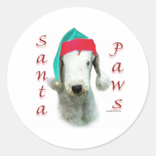 Sticker Rond Bedlington Terrier Père Noël Paws