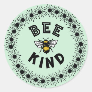 Sticker Rond Bee Genre Bumble Bee Kindness Design Floral