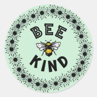 Sticker Rond Bee Genre Bumble Bee Kindness Design Floral
