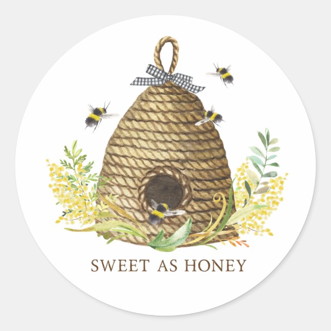 Sticker Rond Bee Hive Sweet comme du miel (Devant)
