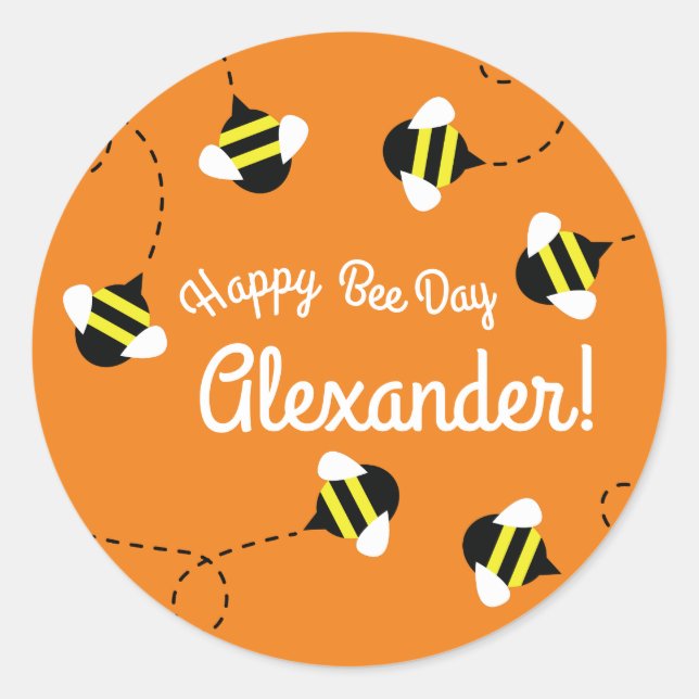 Sticker Rond Bee Kid's Birthday Party Beeday (Devant)