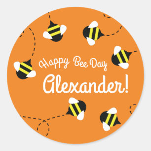 Sticker Rond Bee Kid's Birthday Party Beeday