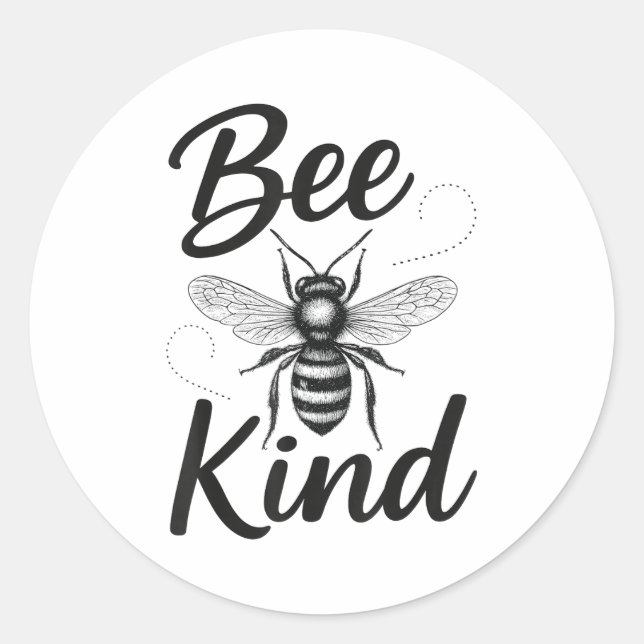 Sticker Rond Bee Kind Sitive Quote Cute Funny Design For Kids  (Devant)