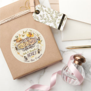 Sticker Rond Bee Lieve dans Yself Honeybee Honey Jar Lid
