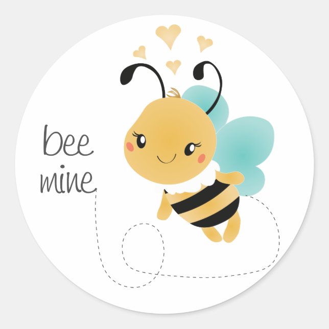 Sticker Rond Bee Mine Bumblebee Jaune Noir (Devant)