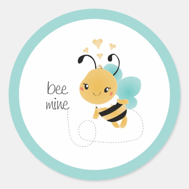 Sticker Rond Bee Mine Bumblebee Jaune Noir (Devant)