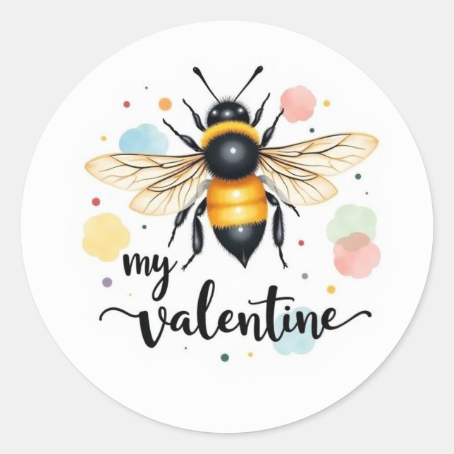 Sticker Rond Bee my valentine (Devant)