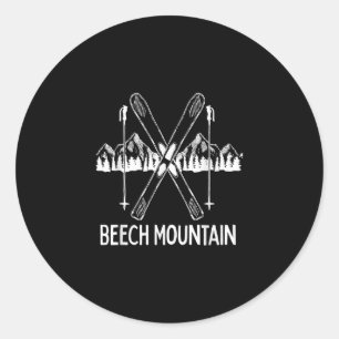 Sticker Rond Beech Mountain North Carolina NC Retro Skiing